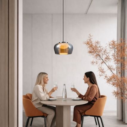 Cable-hung pendant lamp INSIEME 1x GX53/10W/230V, Ø 35 cm, smoky black