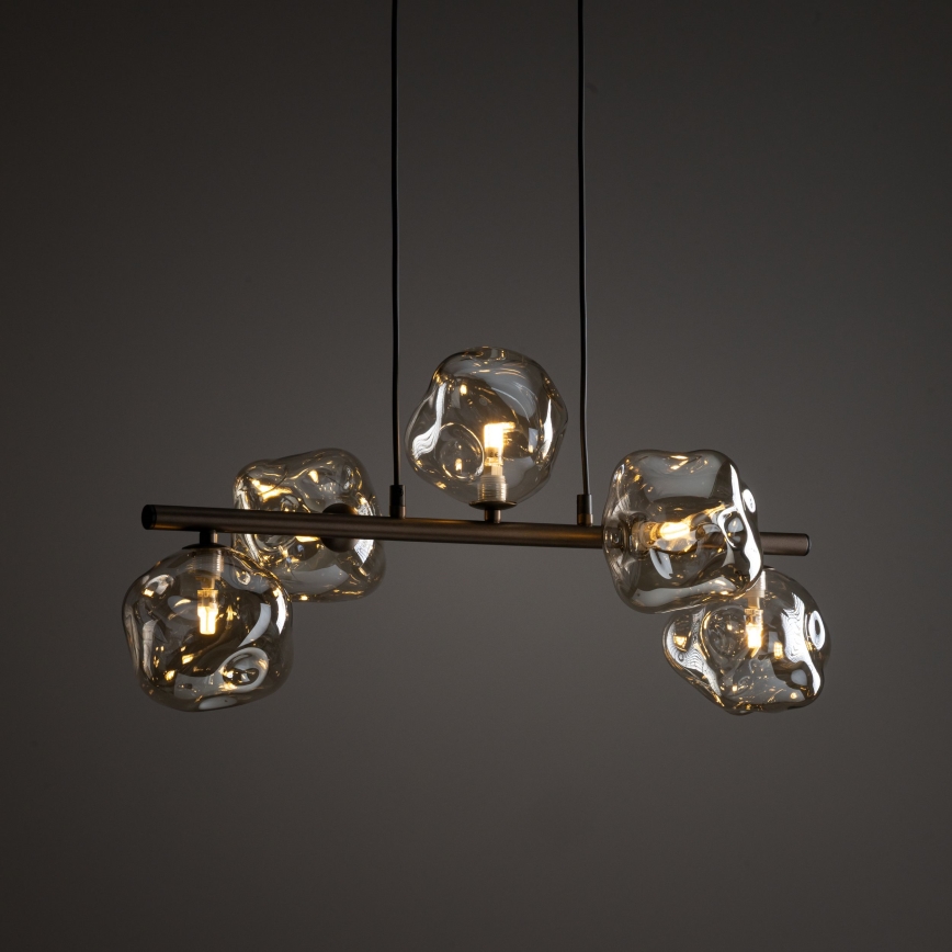 Cable-hung pendant LAVA 5xG9/8W/230V bronze/smoked beige
