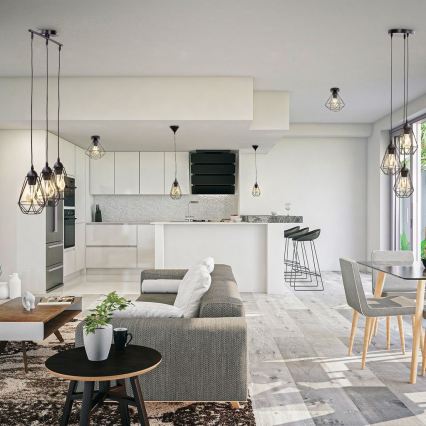 Cable-hung pendant light 1xE27/40W/230V black