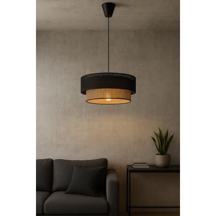 Cable-hung pendant light BORHO 1xE27/60W/230V black/jute