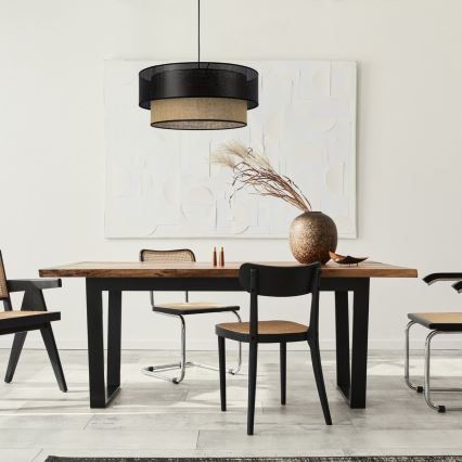 Cable-hung pendant light BORHO 1xE27/60W/230V black/jute