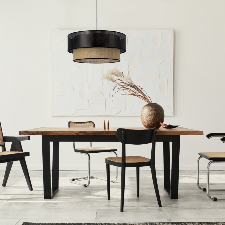 Cable-hung pendant light BORHO 1xE27/60W/230V black/jute