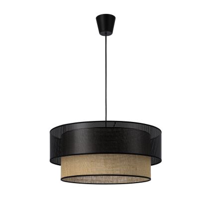 Cable-hung pendant light BORHO 1xE27/60W/230V black/jute