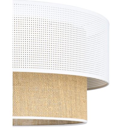 Cable-hung pendant light BORHO 1xE27/60W/230V Ø 40 cm white/jute