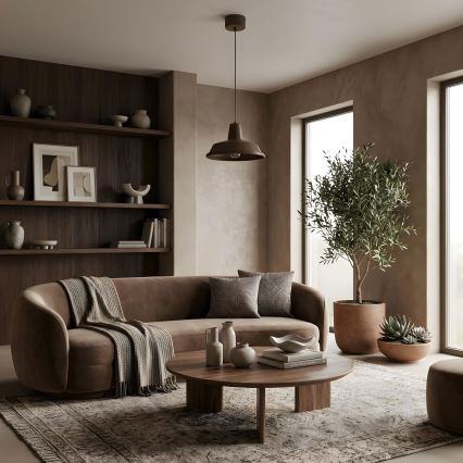 Cable-hung pendant light CLASS 1xE27/15W/230V brown