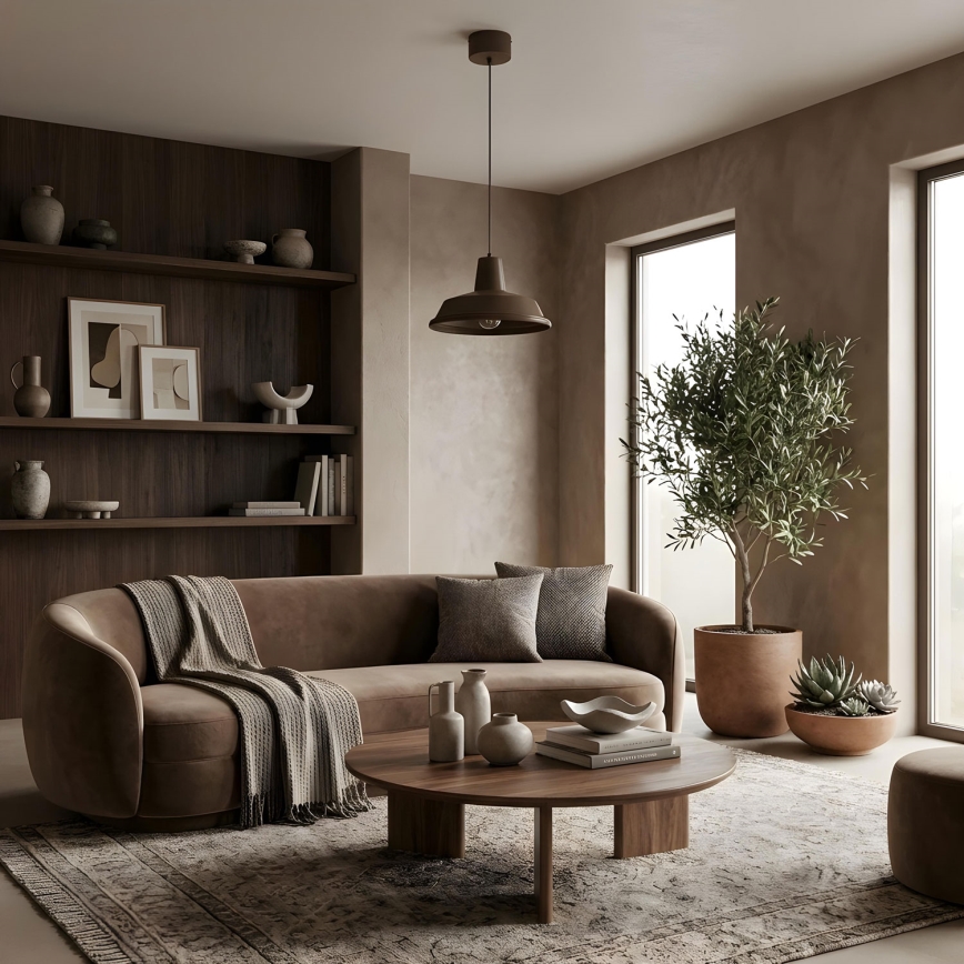 Cable-hung pendant light CLASS 1xE27/15W/230V brown