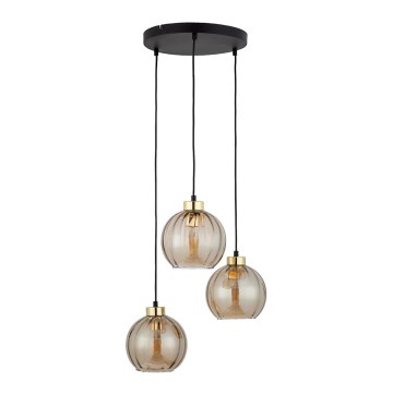Cable-hung pendant light DEVI 3xE27/15W/230V black/smoky beige