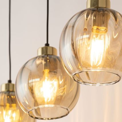 Cable-hung pendant light DEVI 3xE27/15W/230V black/smoky beige