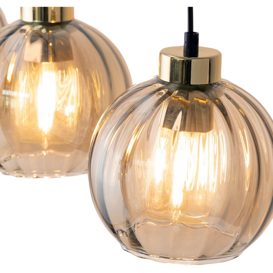 Cable-hung pendant light DEVI 3xE27/15W/230V black/smoky beige