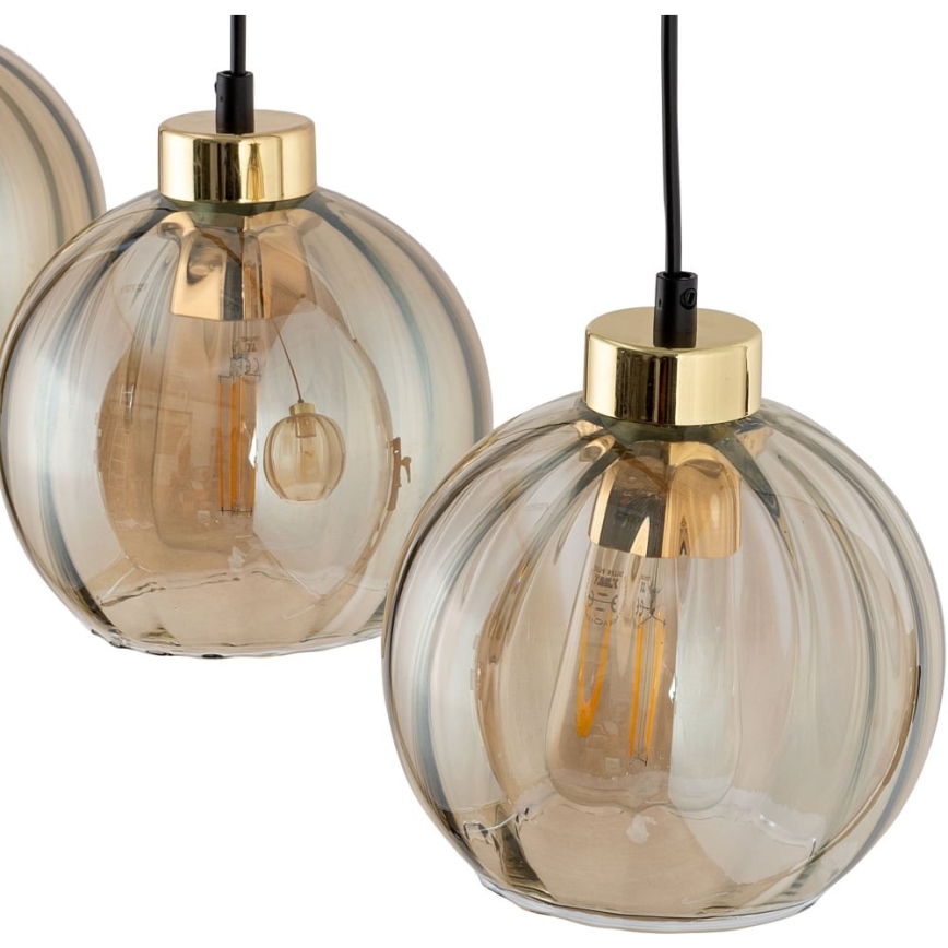 Cable-hung pendant light DEVI 3xE27/15W/230V black/smoky beige