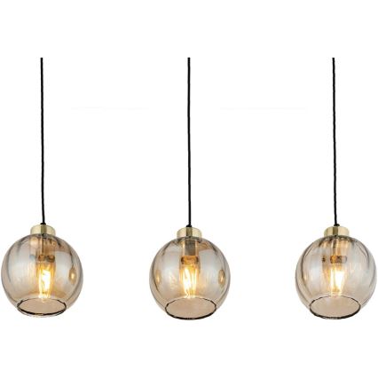 Cable-hung pendant light DEVI 3xE27/15W/230V black/smoky beige
