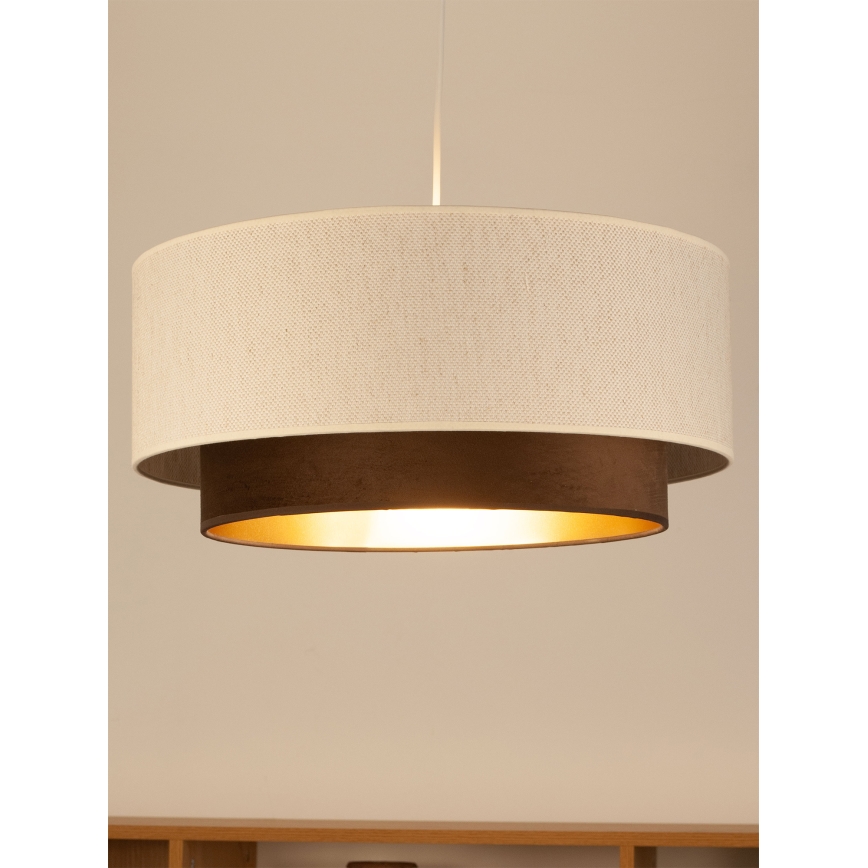 Cable-hung pendant light NATIA 1xE27/60W/230V White/Brown
