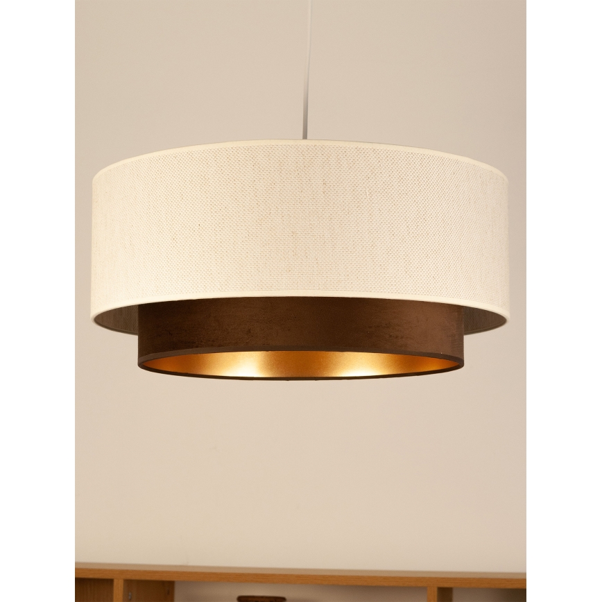 Cable-hung pendant light NATIA 1xE27/60W/230V White/Brown