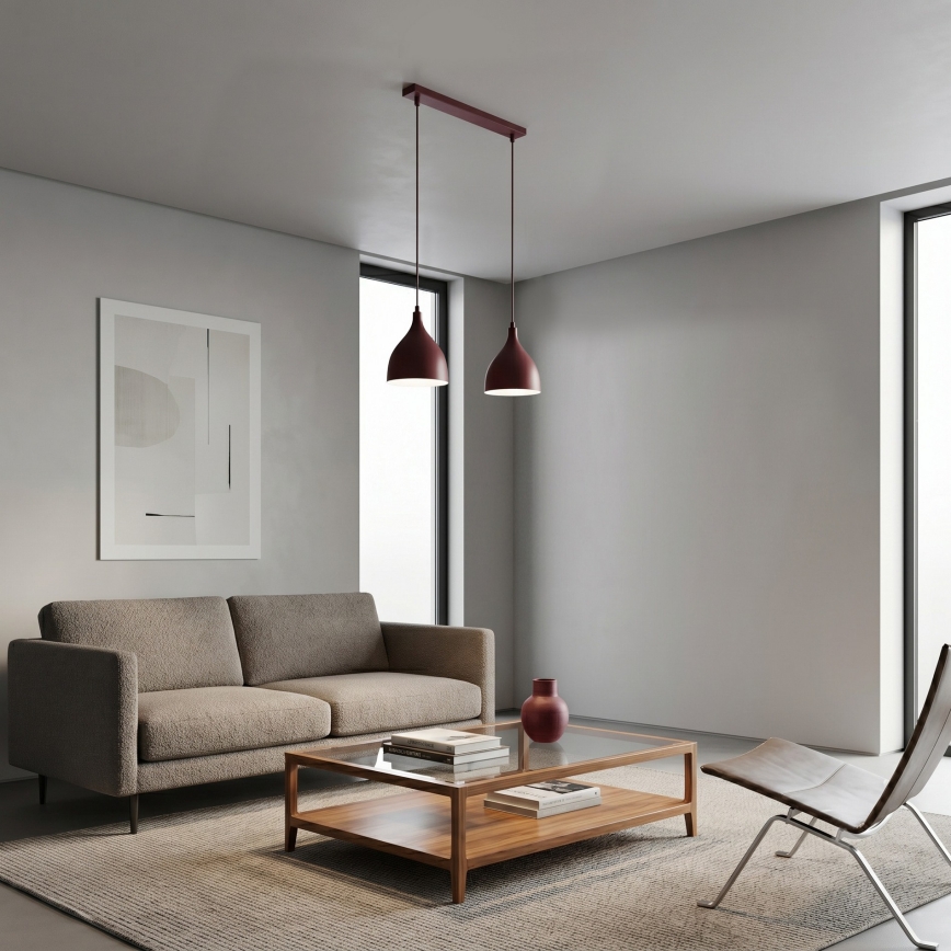 Cable-hung pendant light NOAK CLASSIC 2xE27/15W/230V burgundy