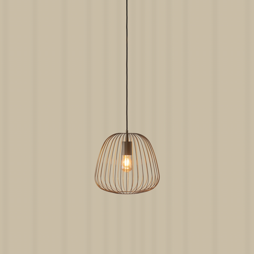 Cable-hung pendant light OVELLA 1xE27/15W/230V Ø 36 cm beige