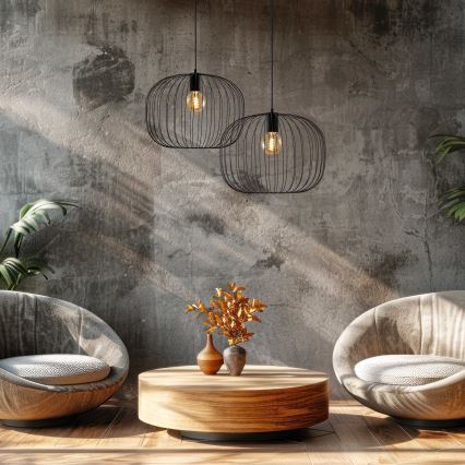 Cable-hung pendant light OVELLA 1xE27/15W/230V Ø 46 cm black