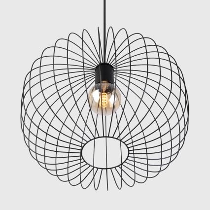 Cable-hung pendant light OVELLA 1xE27/15W/230V Ø 46 cm black