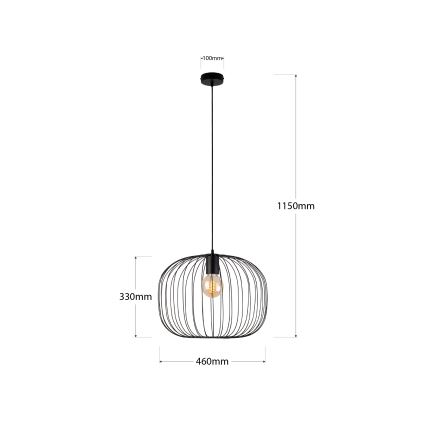 Cable-hung pendant light OVELLA 1xE27/15W/230V Ø 46 cm black