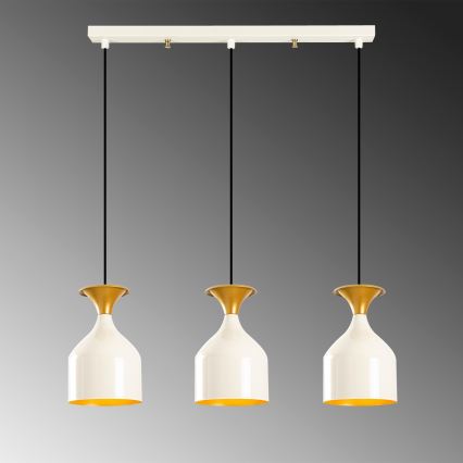 Cable-hung pendant light SIVANI 3xE27/40W/230V white/copper