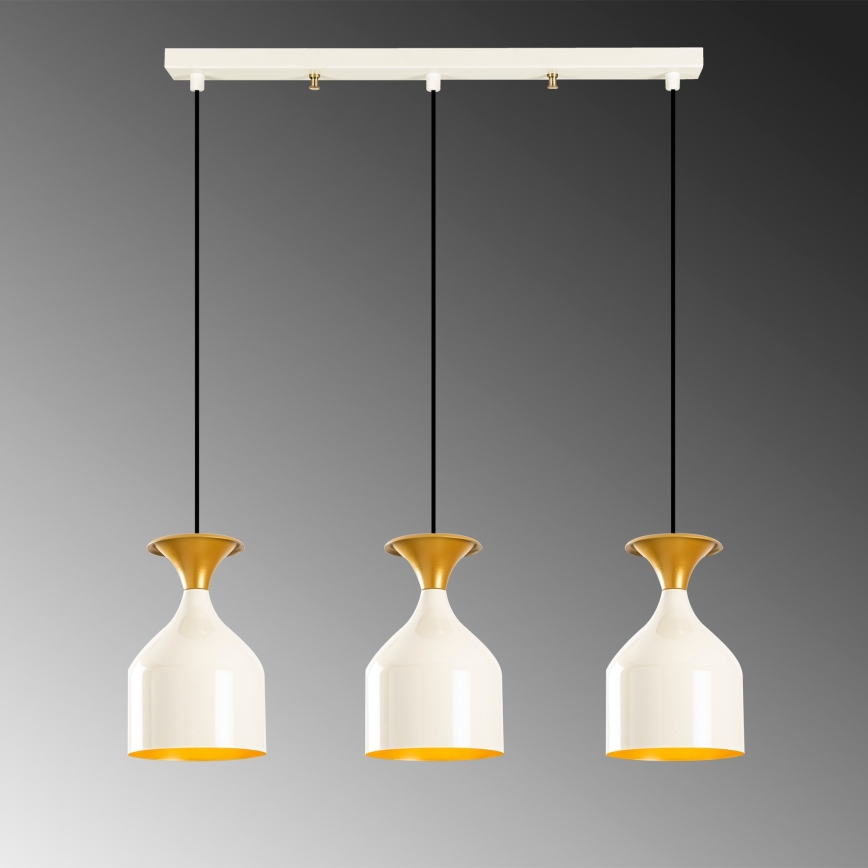 Cable-hung pendant light SIVANI 3xE27/40W/230V white/copper