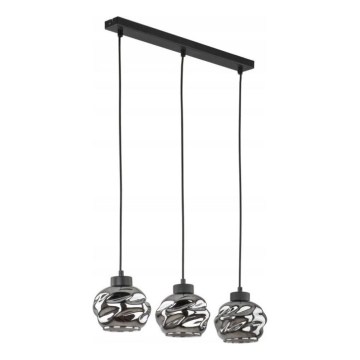 Cable-hung pendant light ZULIA 3xE27/15W/230V Black/Smoked Black