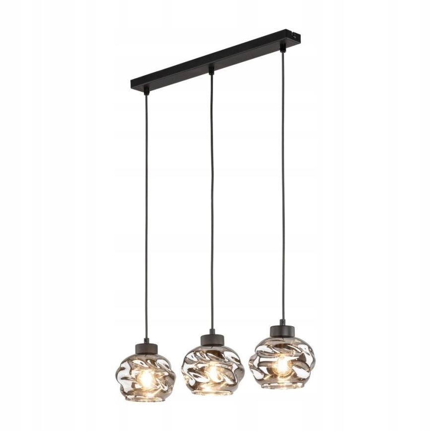 Cable-hung pendant light ZULIA 3xE27/15W/230V Black/Smoked Black