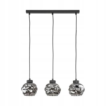 Cable-hung pendant light ZULIA 3xE27/15W/230V Black/Smoked Black