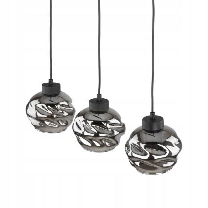 Cable-hung pendant light ZULIA 3xE27/15W/230V Black/Smoked Black