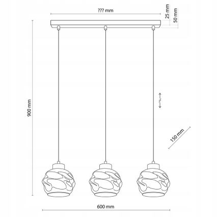Cable-hung pendant light ZULIA 3xE27/15W/230V Black/Smoked Black