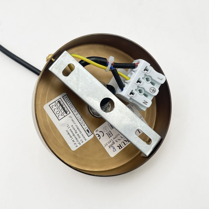 Cable-hung pendant MILOU 1xE27/15W/230V gold/smoked beige