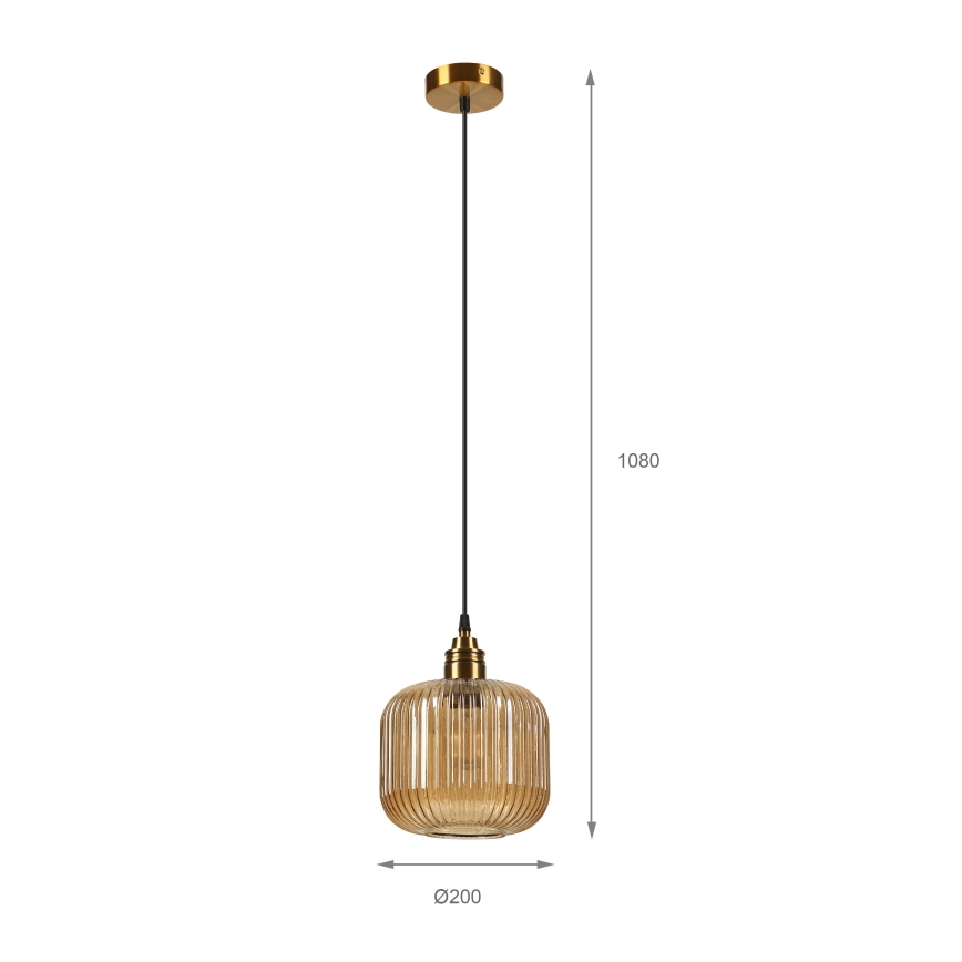 Cable-hung pendant MILOU 1xE27/15W/230V gold/smoked beige