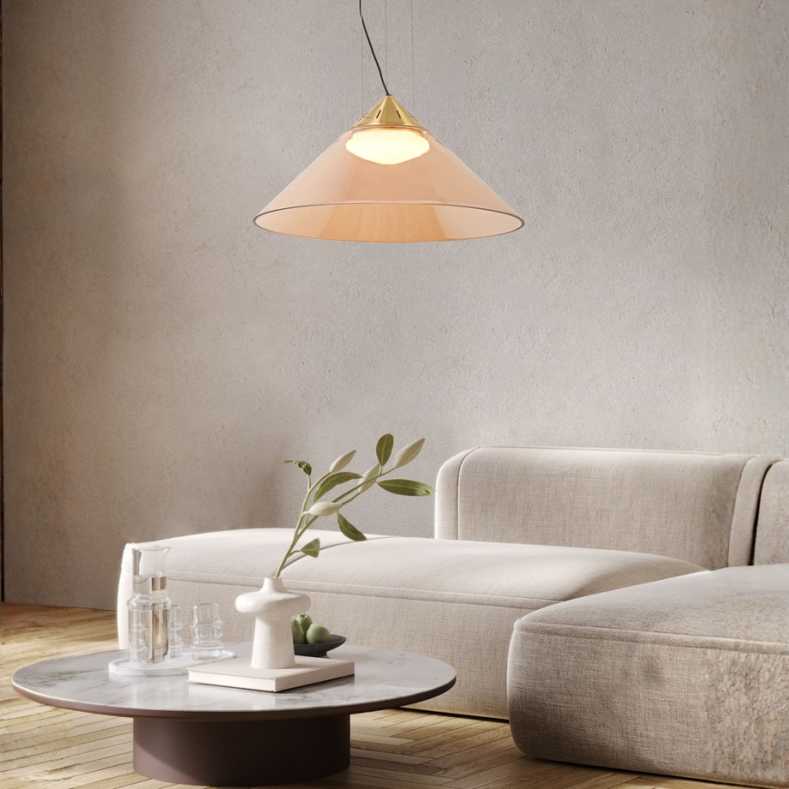 Cable-hung pendant PRESTO 1xGX53/10W/230V Ø 42 cm gold/smoky beige