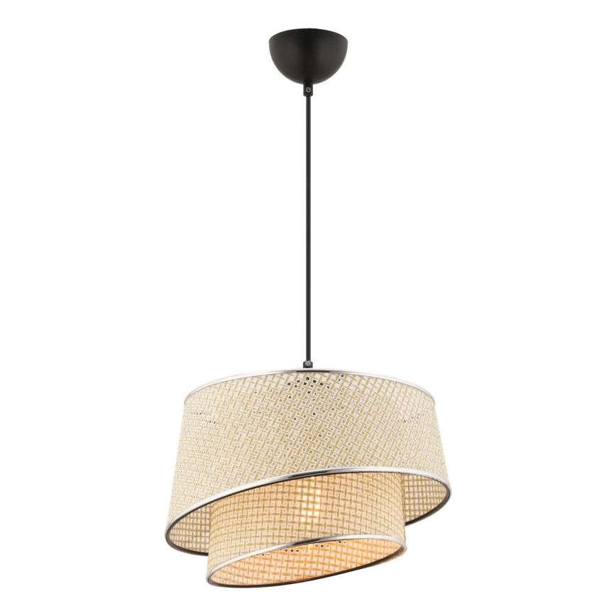 Cable pendant BARETTE 1xE27/60W/230V cream/polished chrome