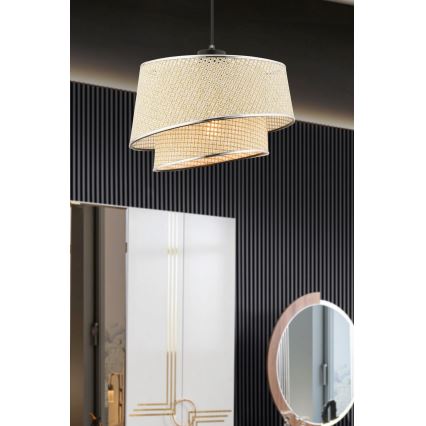 Cable pendant BARETTE 1xE27/60W/230V cream/polished chrome