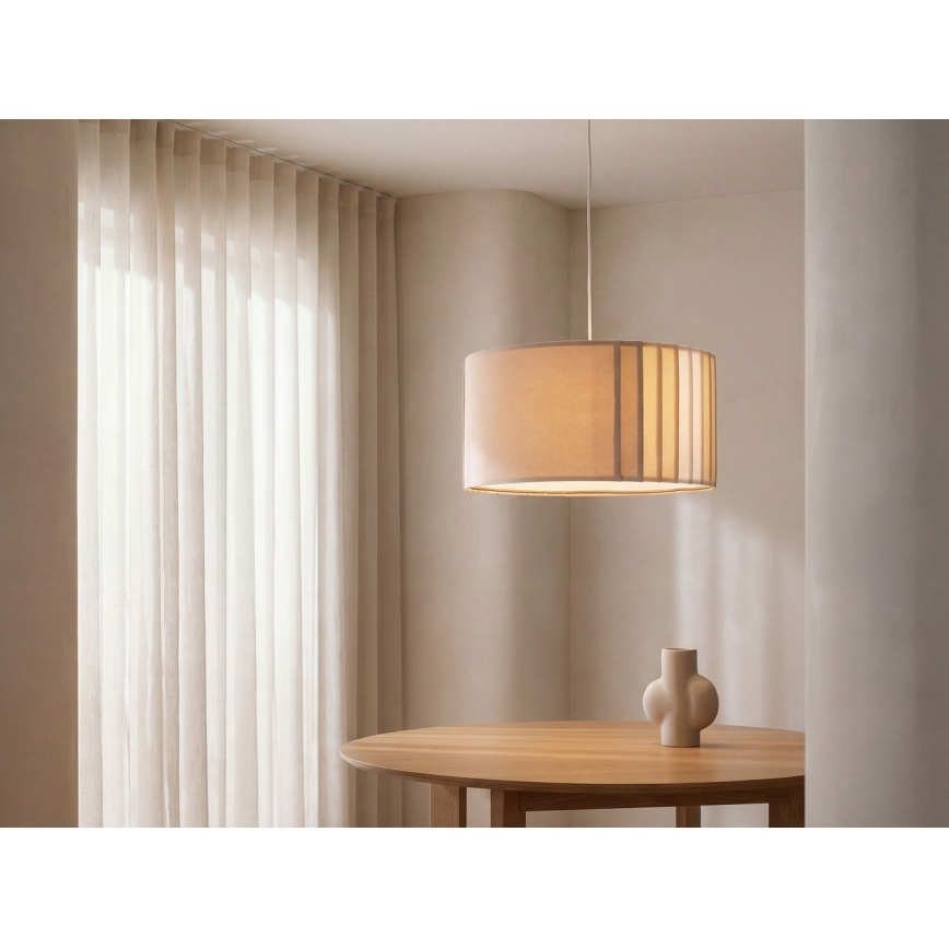 Cable pendant lamp STRIPES 1xE27/60W/230V, Ø 40 cm, beige