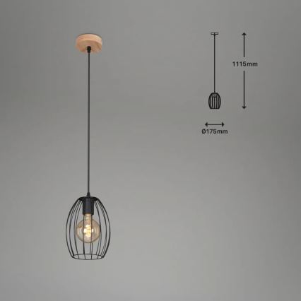 Cable pendant light 1xE27/60W/230V black