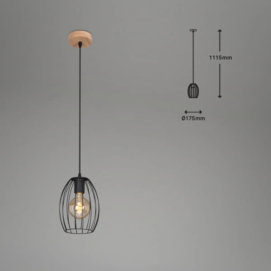 Cable pendant light 1xE27/60W/230V black