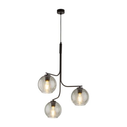 Cable pendant light CESAR 3xE27/15W/230V black/smoked gray
