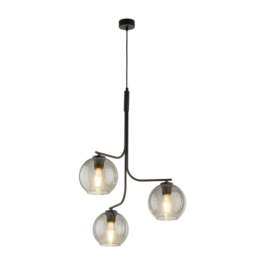 Cable pendant light CESAR 3xE27/15W/230V black/smoked gray