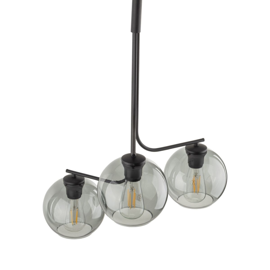 Cable pendant light CESAR 3xE27/15W/230V black/smoked gray