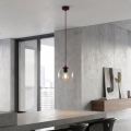 Cable pendant light COSMO 1xE14/10W/230V Ø 14 cm red/clear