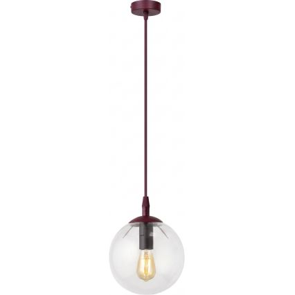 Cable pendant light COSMO 1xE14/10W/230V Ø 14 cm red/clear