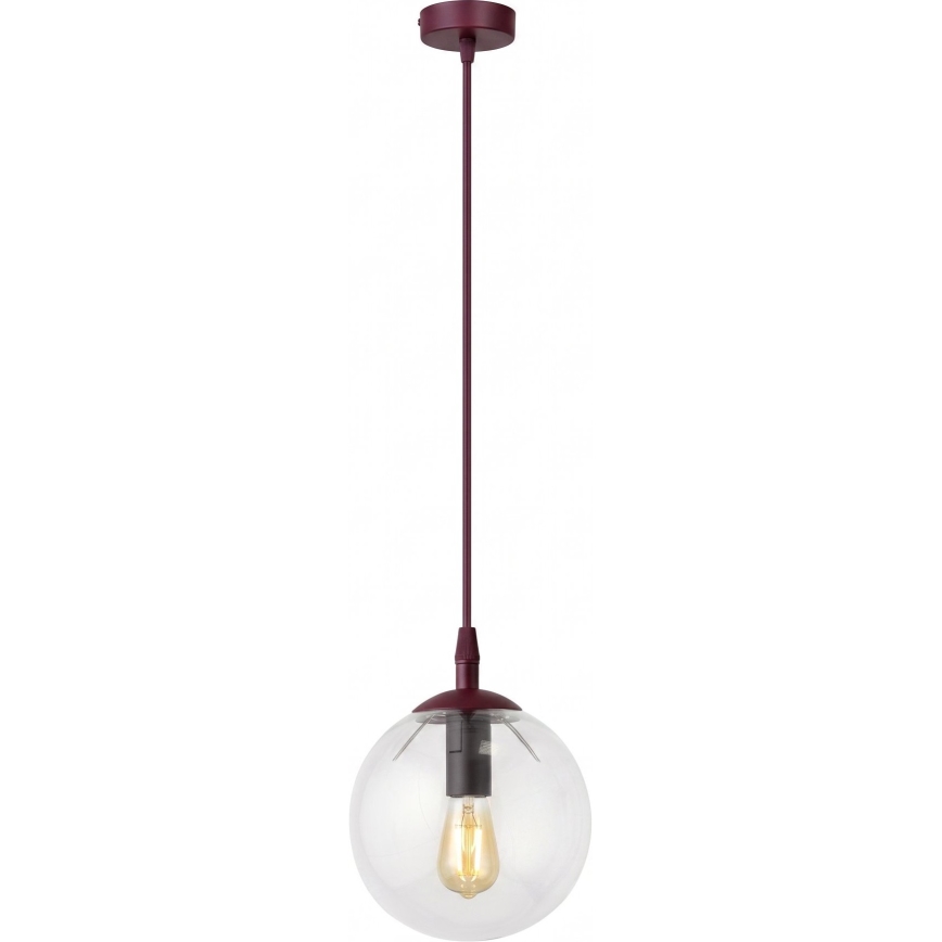 Cable pendant light COSMO 1xE14/10W/230V Ø 14 cm red/clear