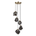 Cable pendant light CRISTAL 5xE14/15W/230V brass/smoked black