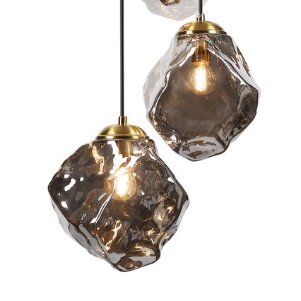 Cable pendant light CRISTAL 5xE14/15W/230V brass/smoked black