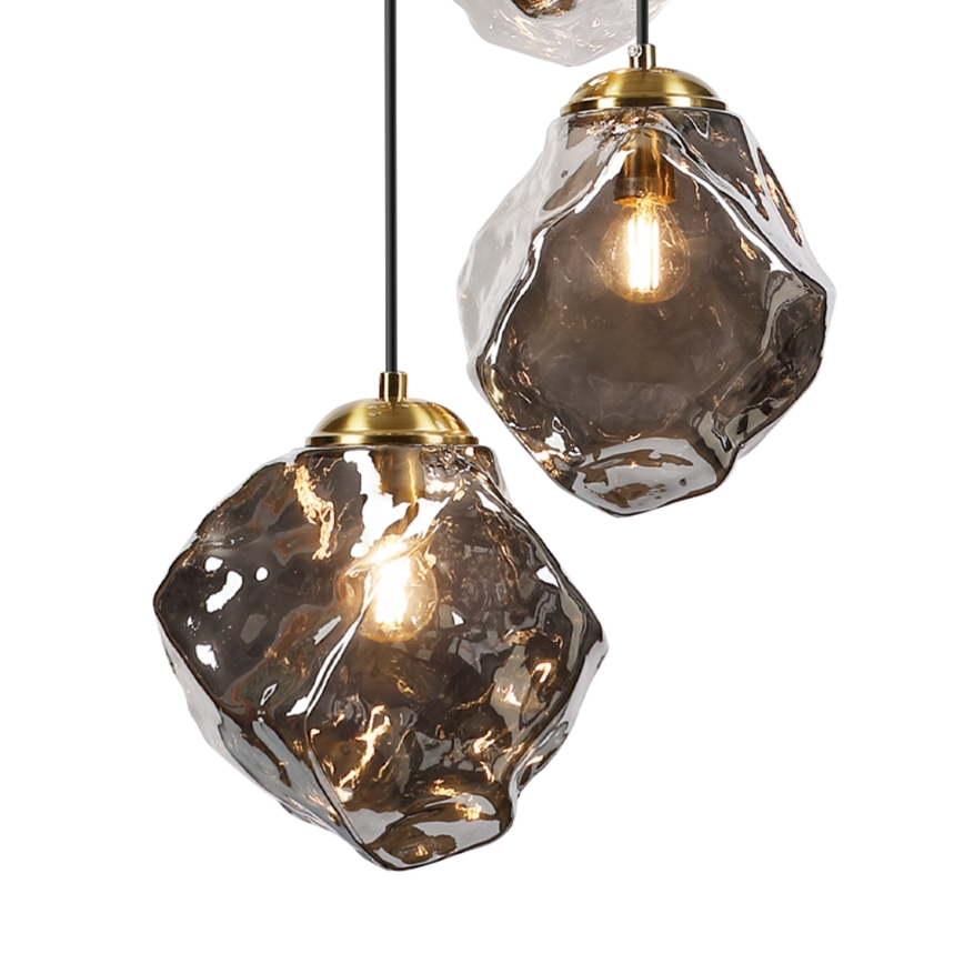 Cable pendant light CRISTAL 5xE14/15W/230V brass/smoked black