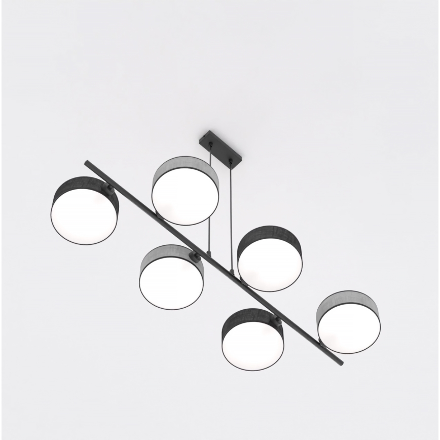 Cable pendant light DRUMZ 6xE14/10W/230V black/grey