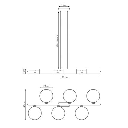 Cable pendant light DRUMZ 6xE14/10W/230V black/grey