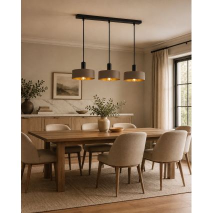Cable pendant light HAKI 3xE27/60W/230V brown/black