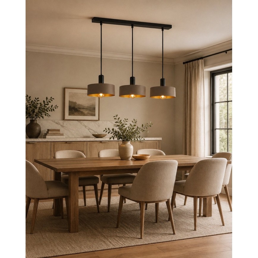 Cable pendant light HAKI 3xE27/60W/230V brown/black